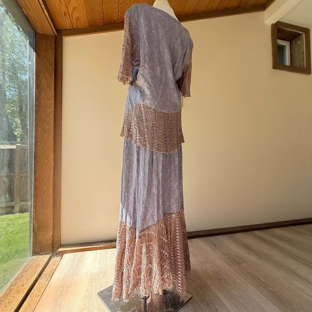 Vintage Spencer Alexis Floral Lace Purple Patchwork 2 Piece Set - Picture 3 of 8